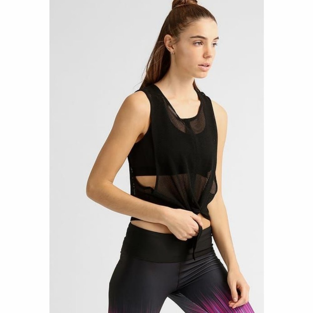 Free People Movement Mesh Dharma Tie Tank in Black - Picture 4 of 8